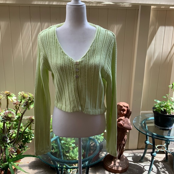 Lovely, Summery Lime Cardigan. Sz. M. 100% Cotton. - Picture 5 of 10